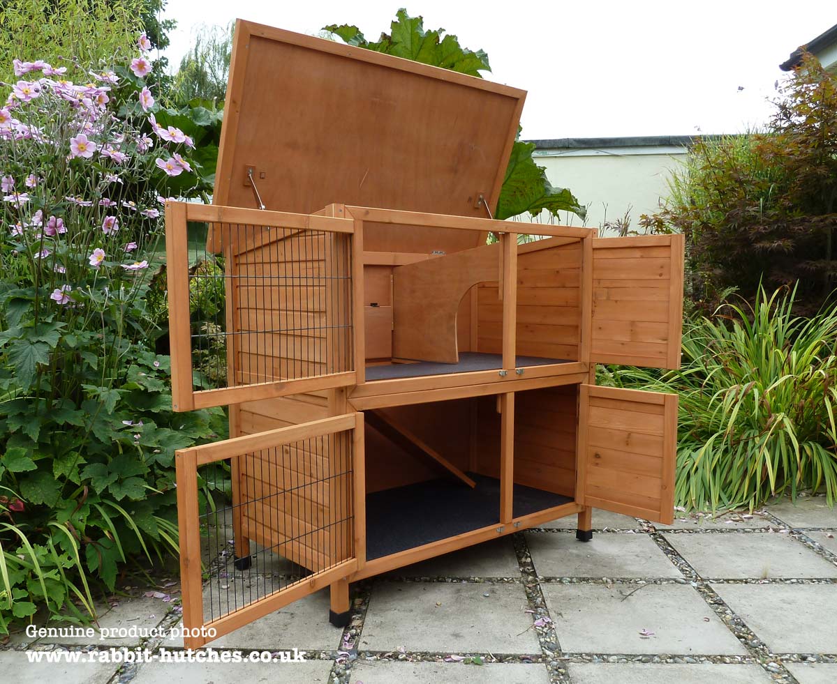 Double hutch with top open