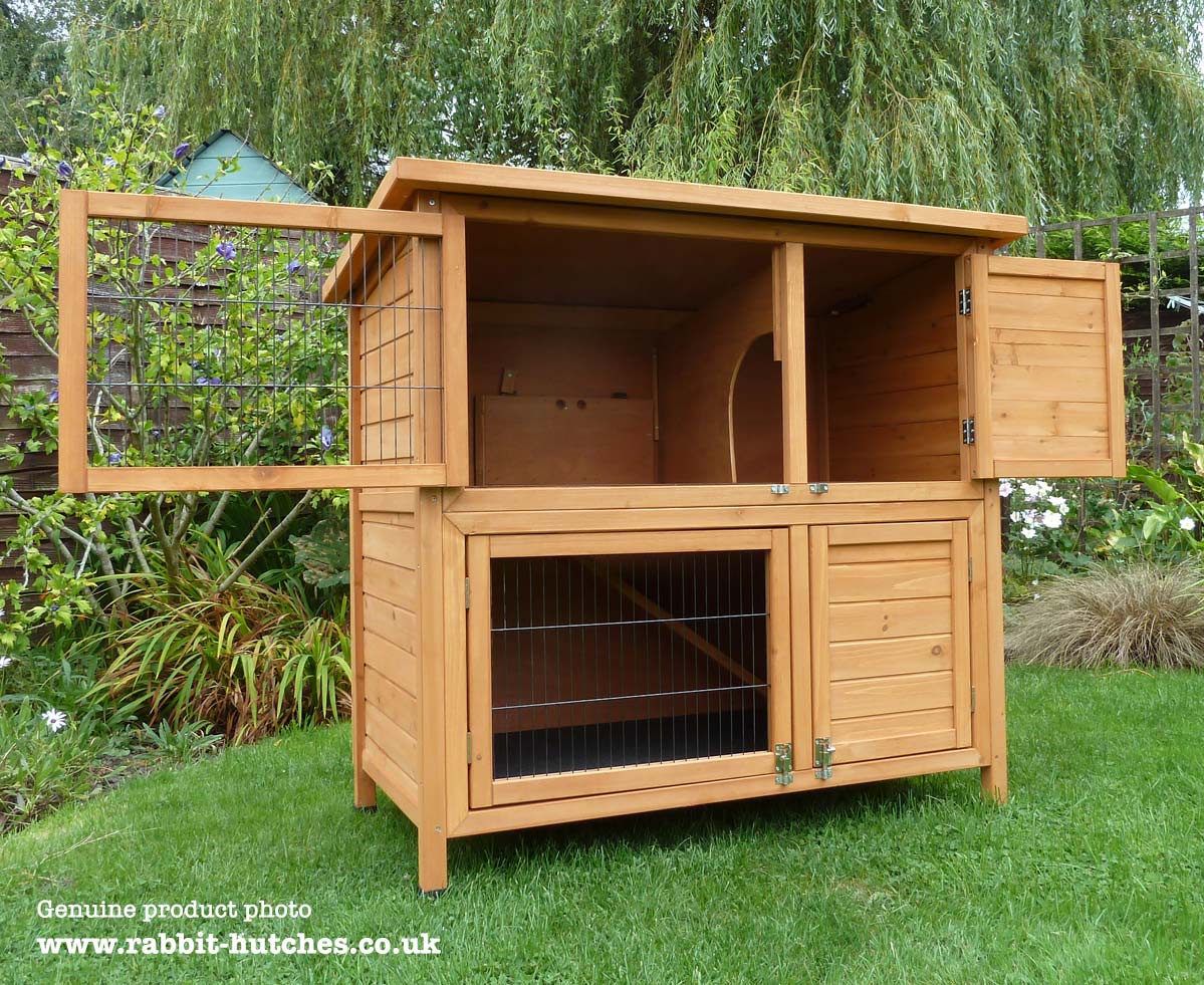 Double hutch with doors open