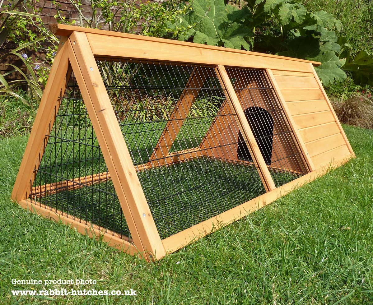A framed rabbit hutch
